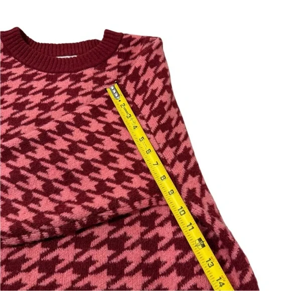Ava & Viv Women’s Pink & Red Houndstooth Pullover Crewneck Sweater Size 2X - Picture 6 of 8
